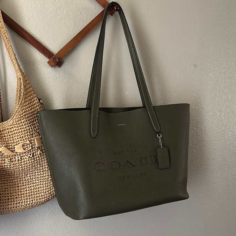 Coach Dark Green Leather Tote